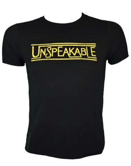 BLACK T-SHIRT WITH YELLOW FONT