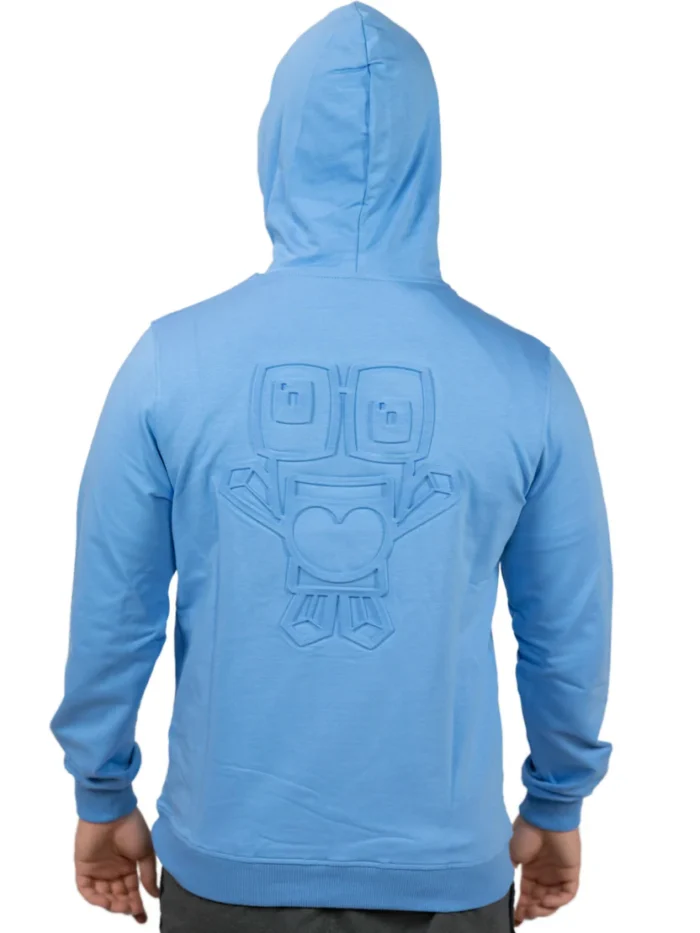 BLUE EMBOSSED PULLOVER HOODIE 2